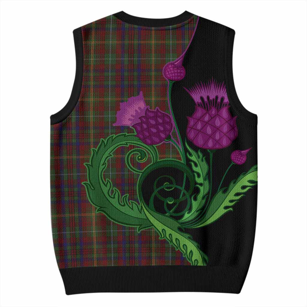 MacMaster (McMaster) Tartan Knitted V-Neck Vest Traditional Scottish Thistle