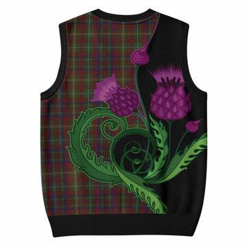 MacMaster (McMaster) Tartan Knitted V-Neck Vest Traditional Scottish Thistle