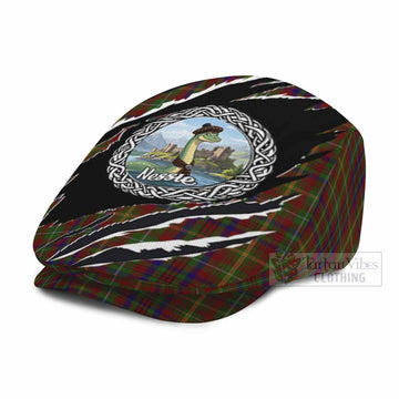 MacMaster (McMaster) Tartan Loch Ness Monster Flat Cap, Jeff Cap Celtic Knot Nessie Art