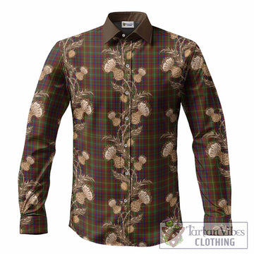 MacMaster (McMaster) Tartan Long Sleeve Button Shirts Seamless Scottish Thistle Flowers