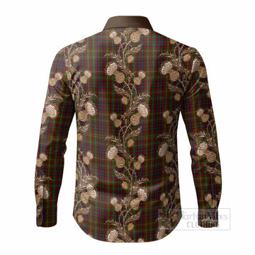 MacMaster (McMaster) Tartan Long Sleeve Button Shirts Seamless Scottish Thistle Flowers