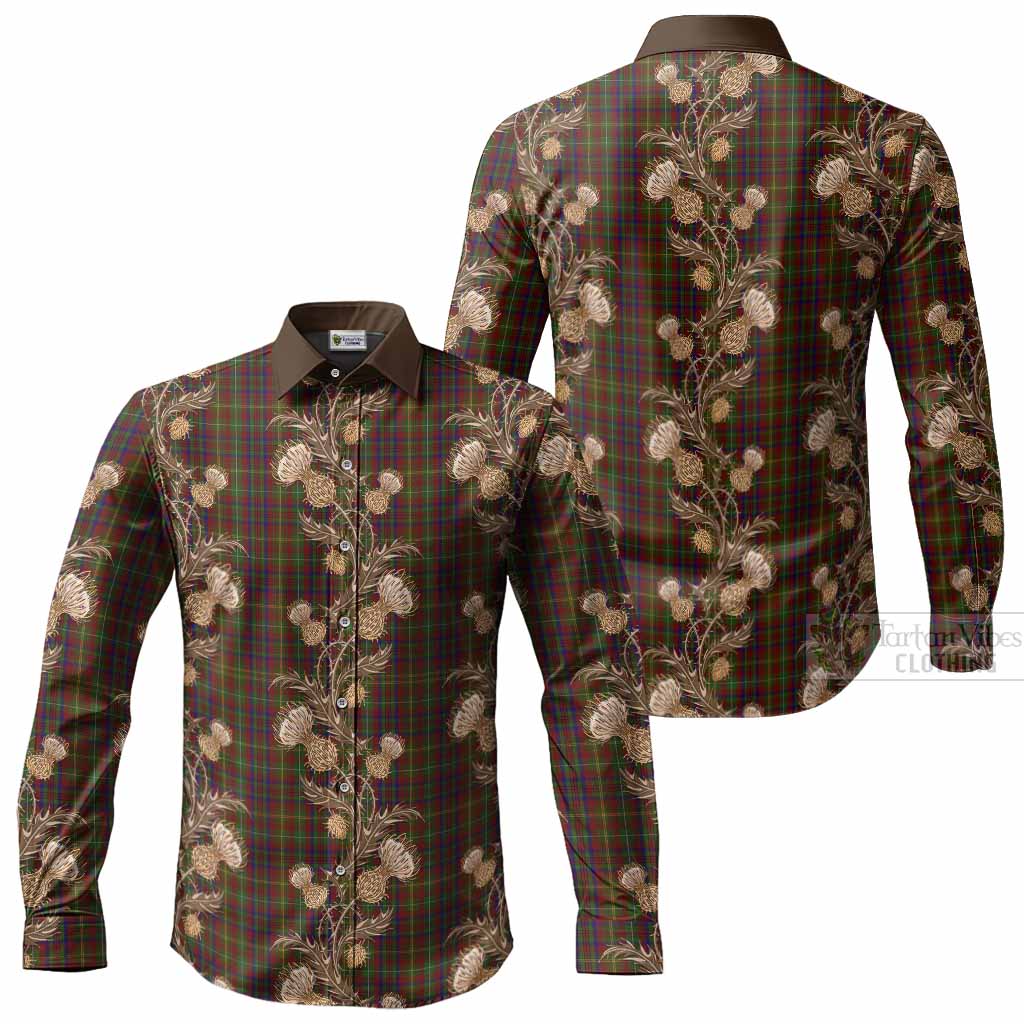 MacMaster (McMaster) Tartan Long Sleeve Button Shirts Seamless Scottish Thistle Flowers