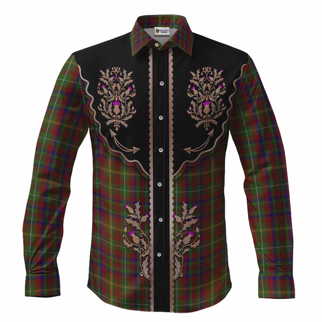 MacMaster (McMaster) Tartan Long Sleeve Button Shirts Thistle Ornament Western Yoke Men's Shirt S - Tartan Vibes Clothing