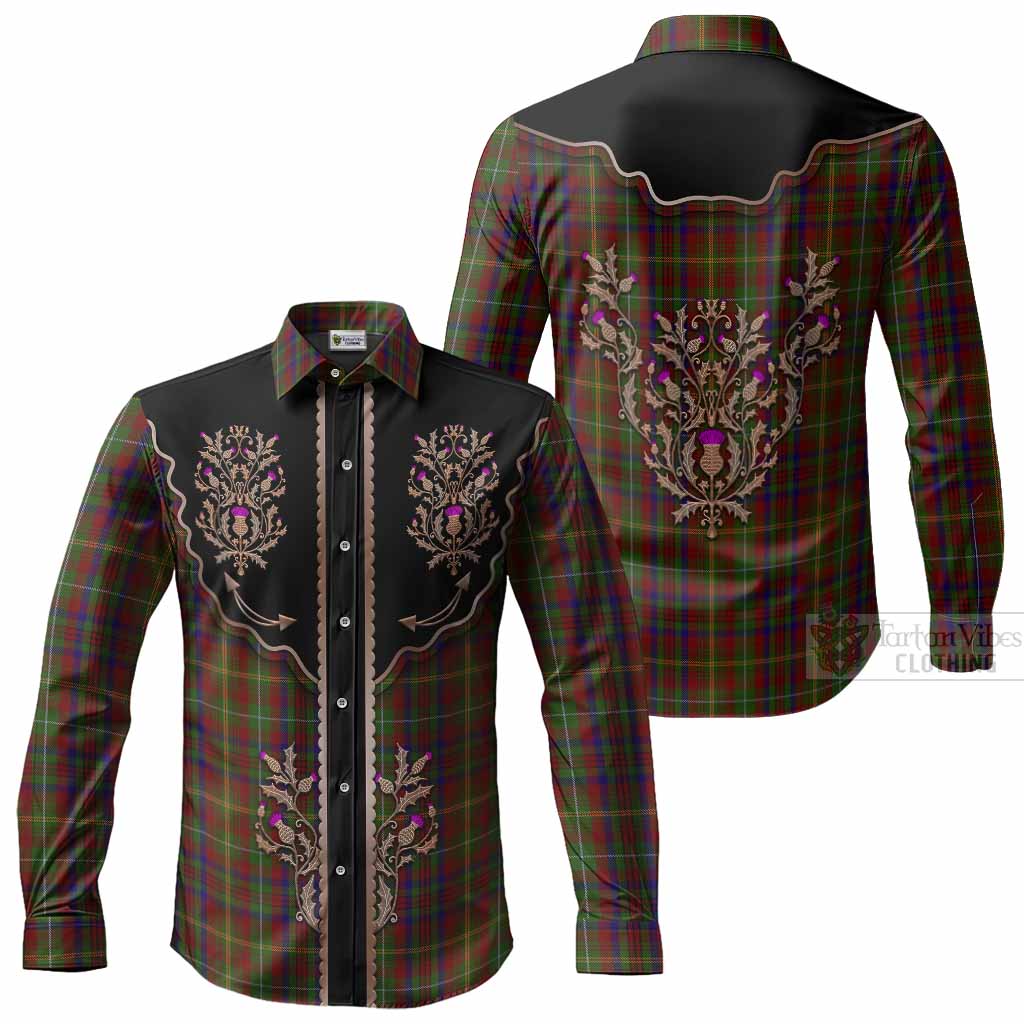 MacMaster (McMaster) Tartan Long Sleeve Button Shirts Thistle Ornament Western Yoke Men's Shirt - Tartan Vibes Clothing