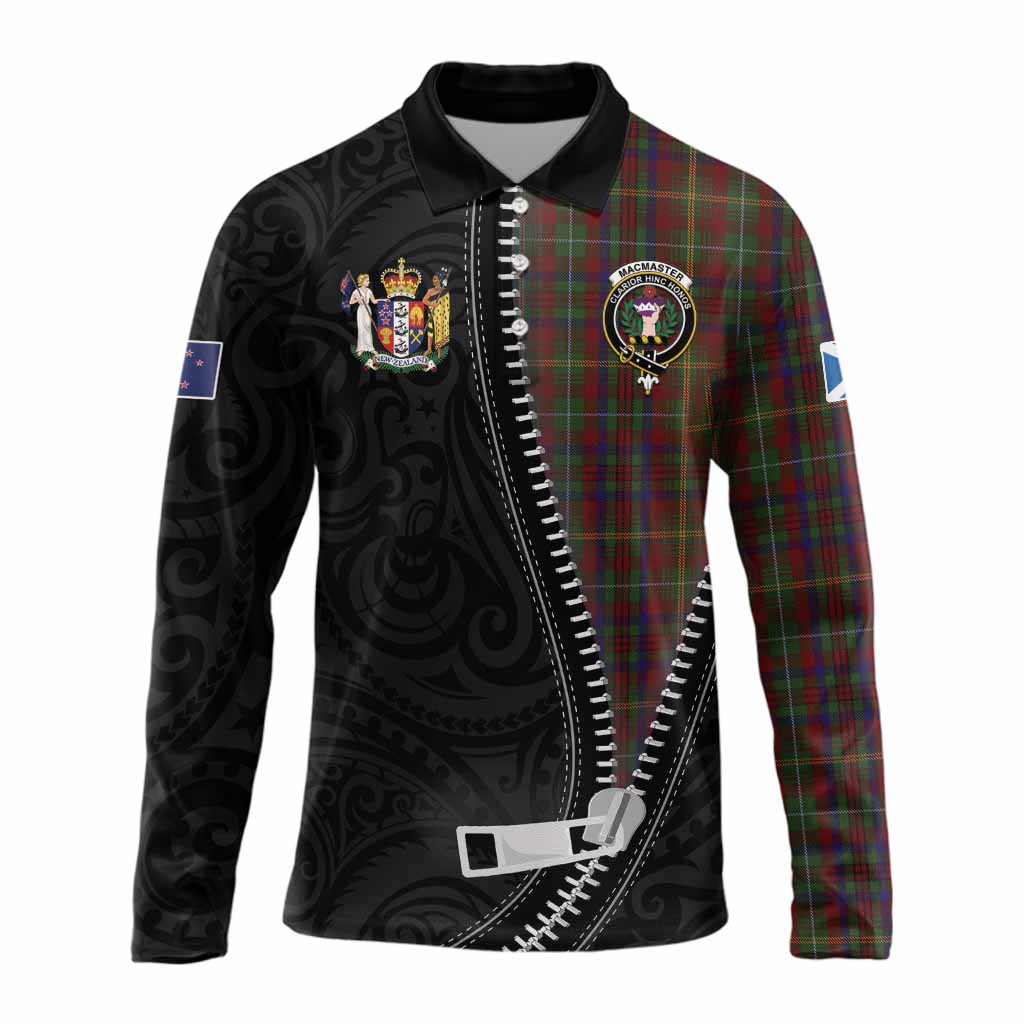 MacMaster (McMaster) Tartan Long Sleeve Polo Shirt New Zealand Pattern Unique Zipper Stylized