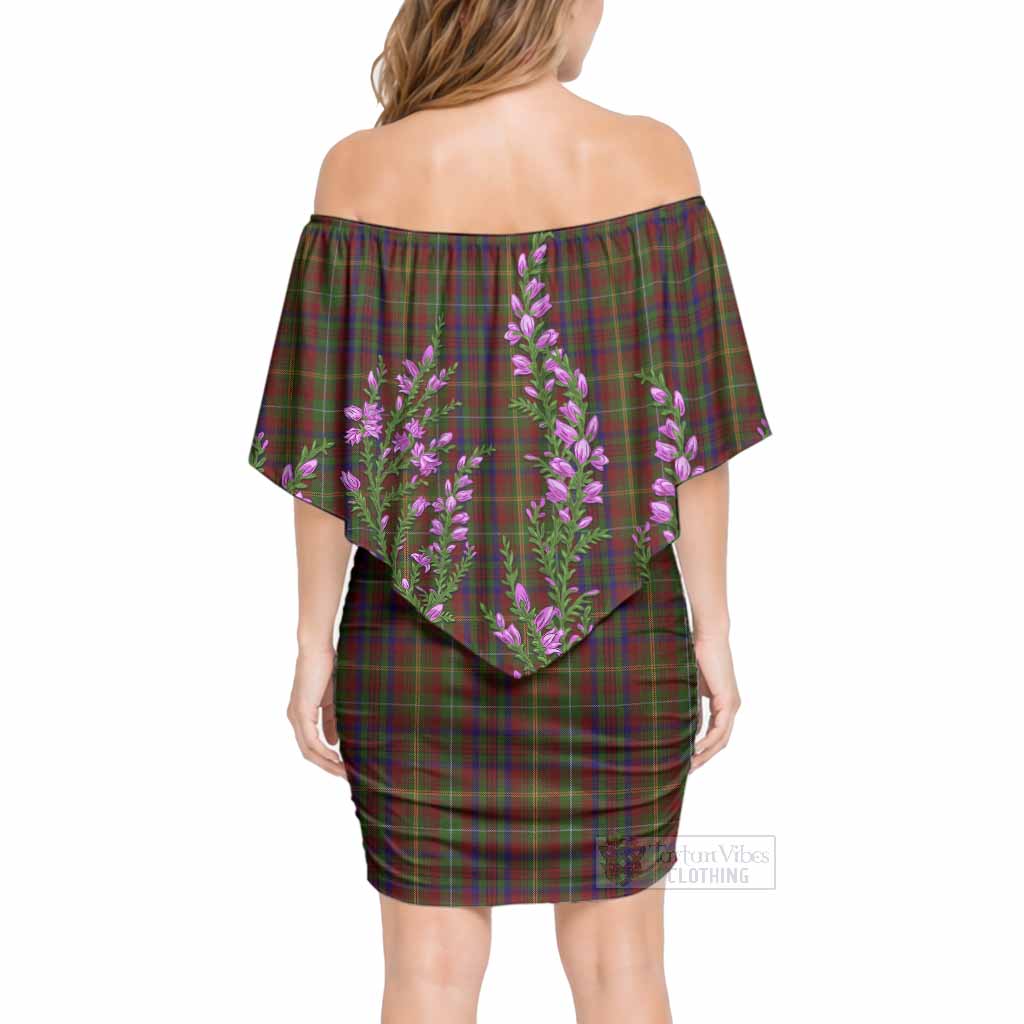 MacMaster (McMaster) Tartan Off Shoulder Draped Bodycon Mini Dress Enchanting Scottish Heather - Tartan Vibes Clothing
