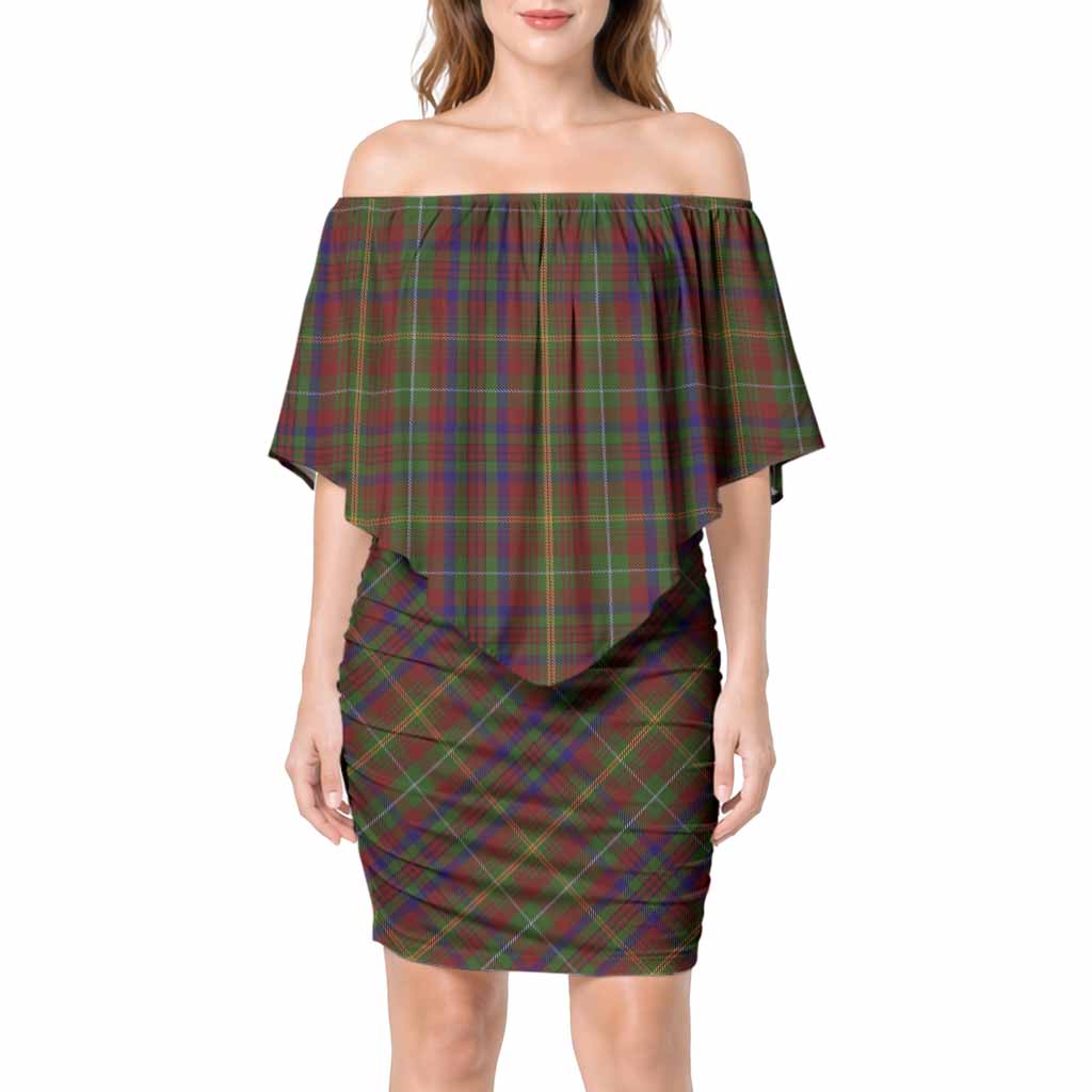 MacMaster (McMaster) Tartan Off Shoulder Draped Bodycon Mini Dress 4XL - Tartan Vibes Clothing