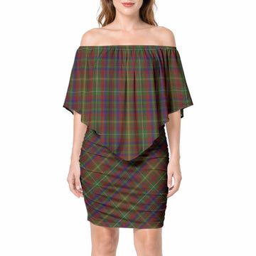 MacMaster (McMaster) Tartan Off Shoulder Draped Bodycon Mini Dress 4XL - Tartan Vibes Clothing