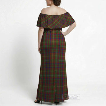 MacMaster (McMaster) Tartan Off Shoulder Ruffle Maxi Dress
