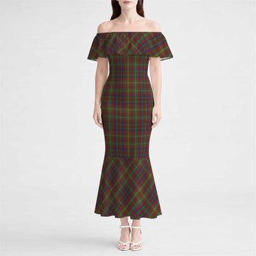 MacMaster (McMaster) Tartan Off Shoulder Ruffle Mermaid Maxi Dress