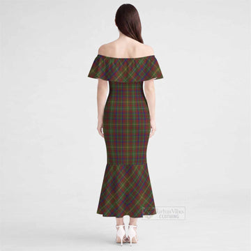 MacMaster (McMaster) Tartan Off Shoulder Ruffle Mermaid Maxi Dress