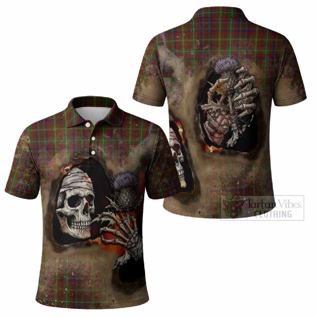 MacMaster (McMaster) Tartan Polo Shirt Halloween Skeleton With Thistle Burning Effect - Tartan Vibes Clothing