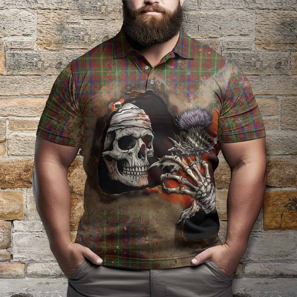 MacMaster (McMaster) Tartan Polo Shirt Halloween Skeleton With Thistle Burning Effect - Tartan Vibes Clothing