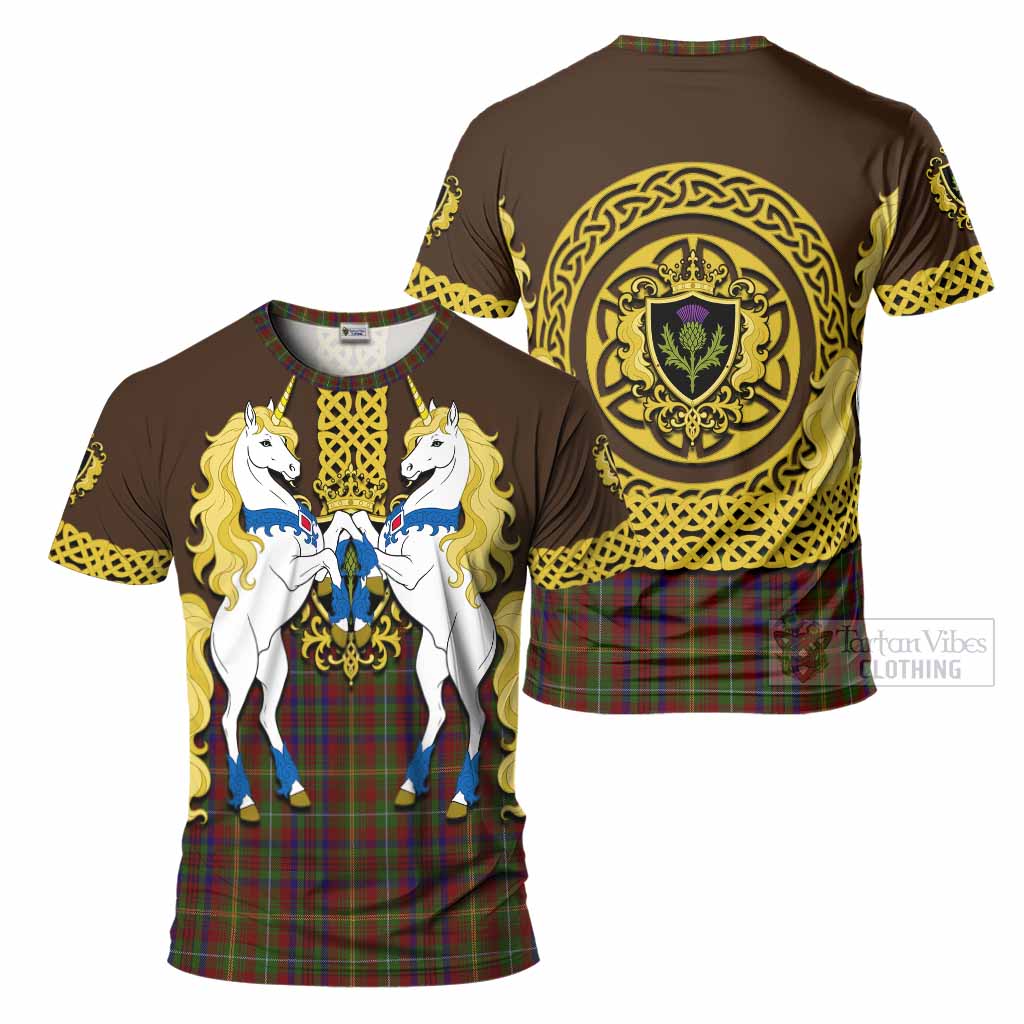 MacMaster (McMaster) Tartan T-Shirt Unicorn Celtic Knot And Thistle Emblem