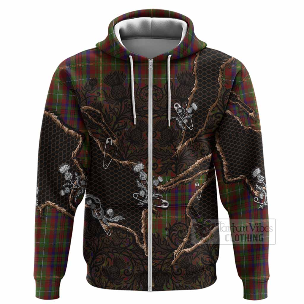MacMaster (McMaster) Tartan Thistle Dark Gothic Hoodie Zip Hoodie - Tartan Vibes Clothing