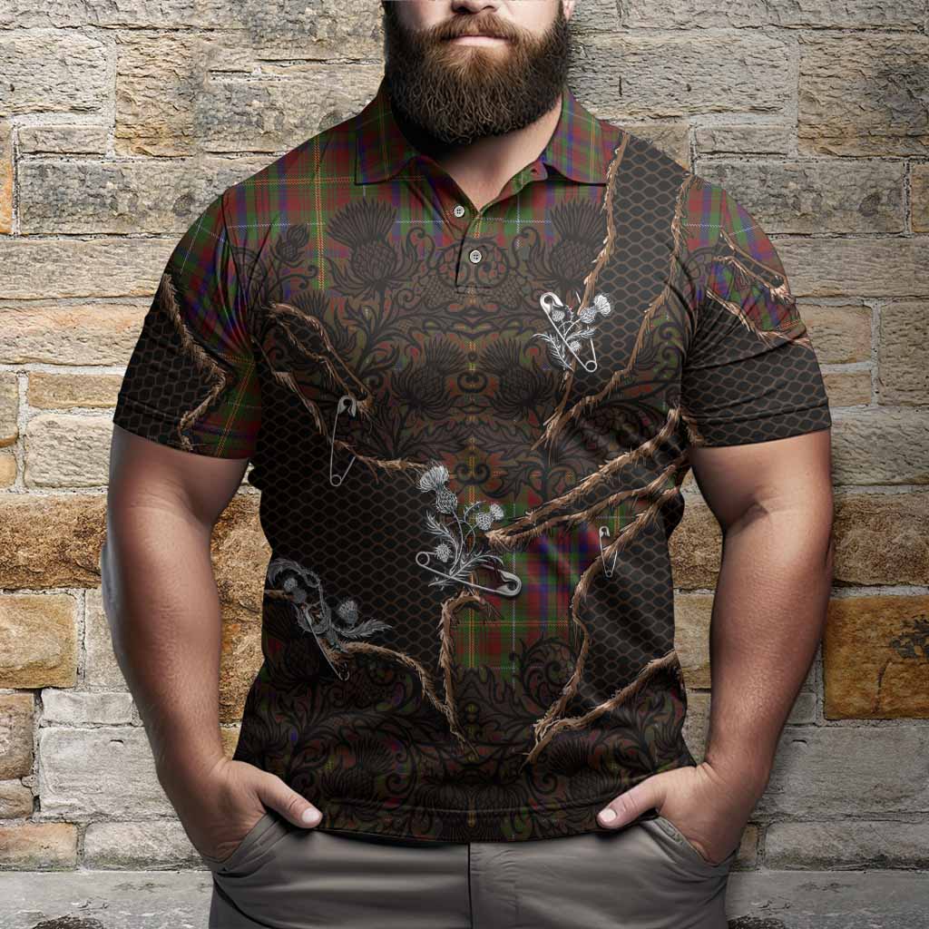 MacMaster (McMaster) Tartan Thistle Dark Gothic Polo Shirt - Tartan Vibes Clothing