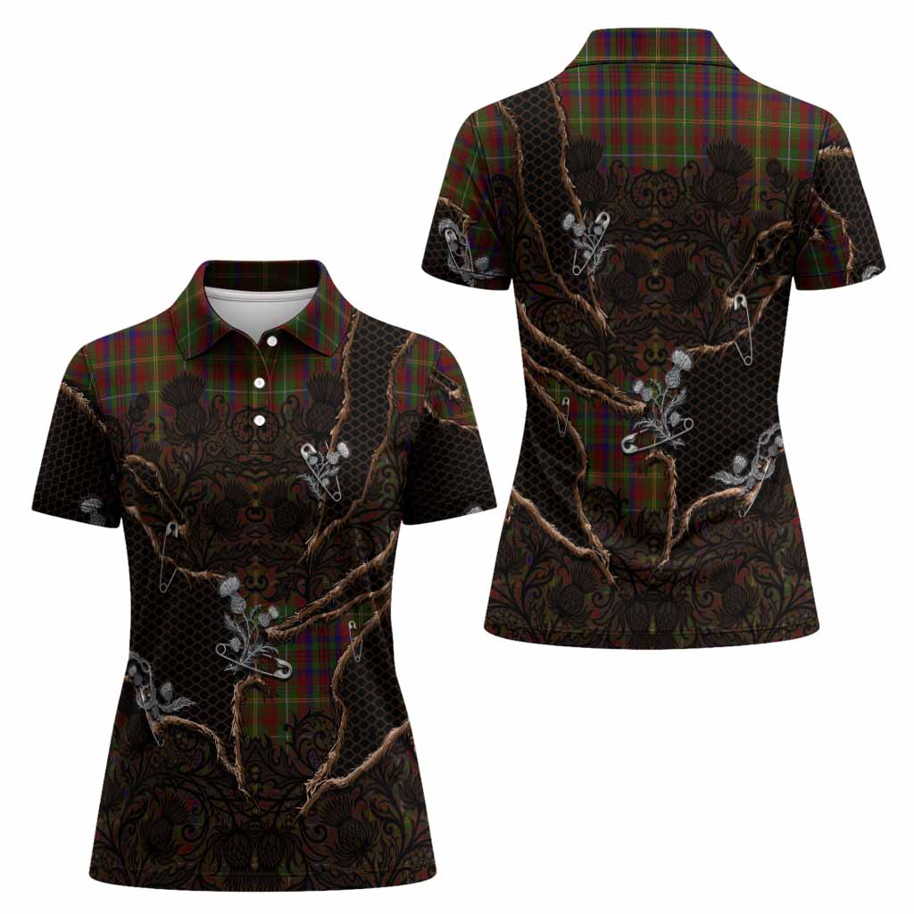 MacMaster (McMaster) Tartan Thistle Dark Gothic Women Polo Shirt