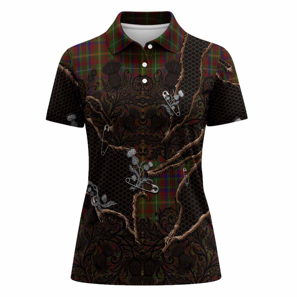 MacMaster (McMaster) Tartan Thistle Dark Gothic Women Polo Shirt