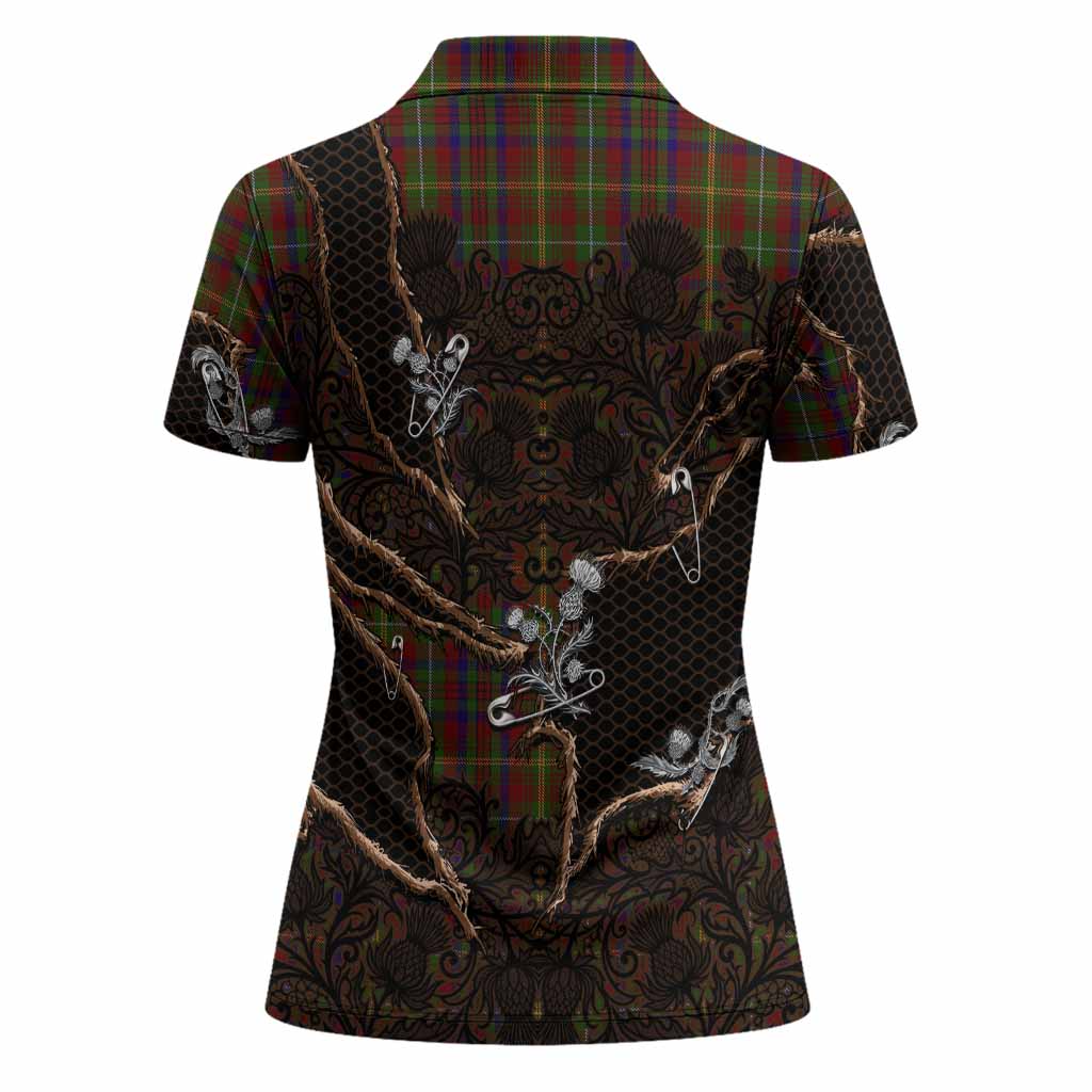 MacMaster (McMaster) Tartan Thistle Dark Gothic Women Polo Shirt