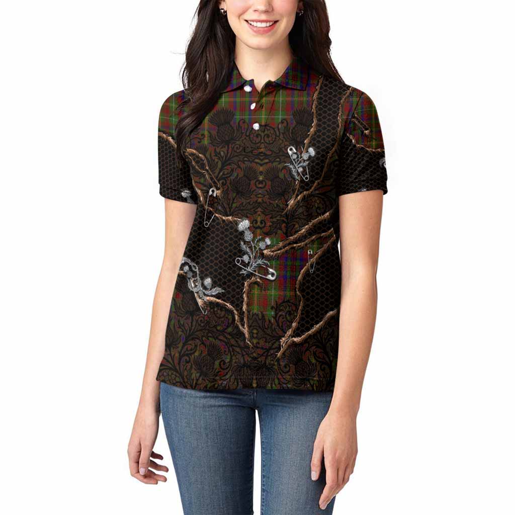 MacMaster (McMaster) Tartan Thistle Dark Gothic Women Polo Shirt