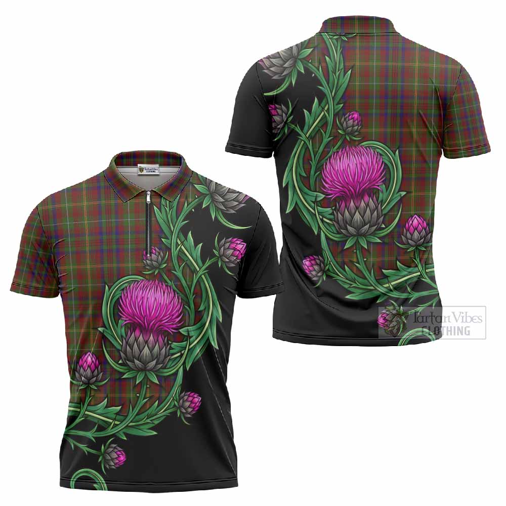 MacMaster (McMaster) Tartan Zipper Polo Shirt Resilient Scottish Thistle - Tartan Vibes Clothing