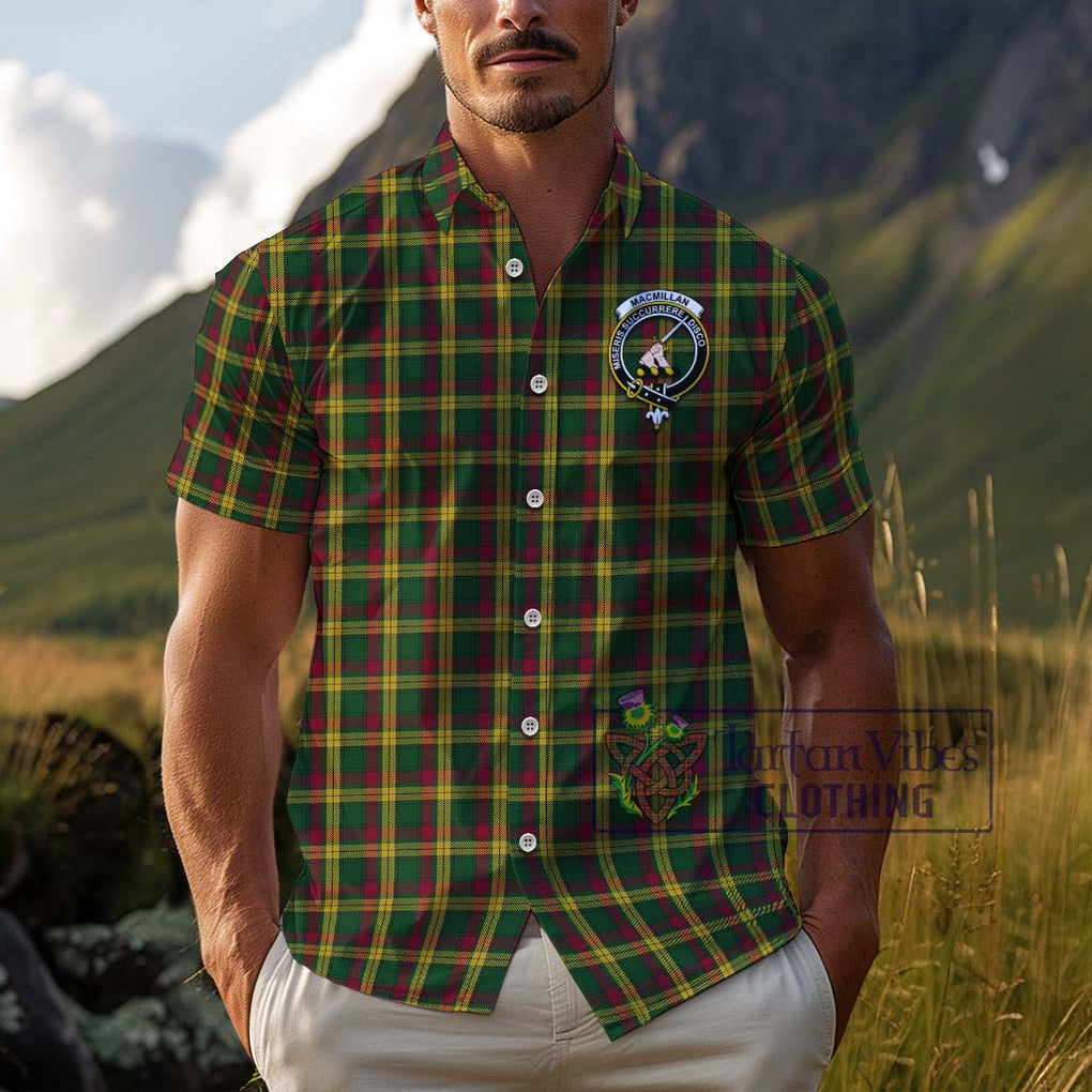 MacMillan (McMillan) Tartan Cotton Hawaiian Shirt with Family Crest Adult - Tartan Vibes Clothing