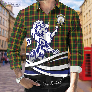 MacMillan (McMillan) Tartan Long Sleeve Button Up Shirt with Alba Gu Brath Regal Lion Emblem