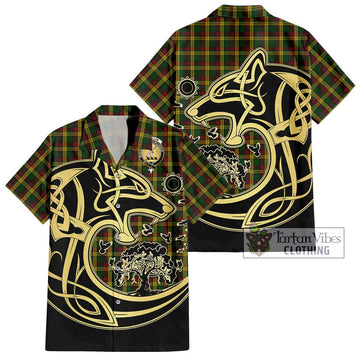 MacMillan (McMillan) Tartan Hawaiian Shirt with Family Crest Celtic Wolf Style