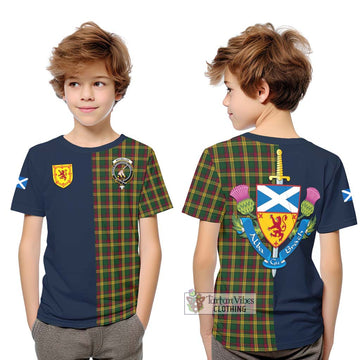 Tartan Vibes Clothing MacMillan Ancient Tartan Kid T-Shirt with Scottish Lion Royal Arm Half Style