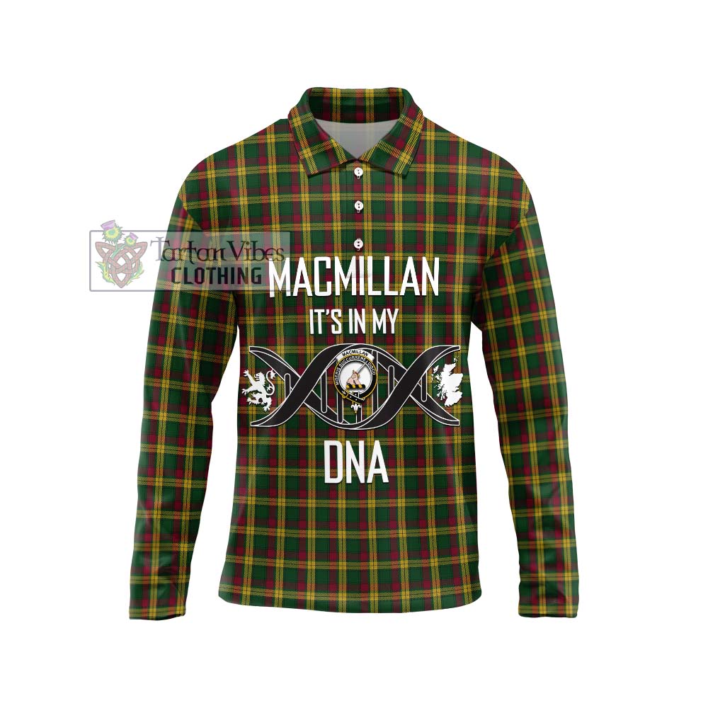 MacMillan (McMillan) Tartan Long Sleeve Polo Shirt with Family Crest DNA In Me Style Unisex - Tartanvibesclothing Shop
