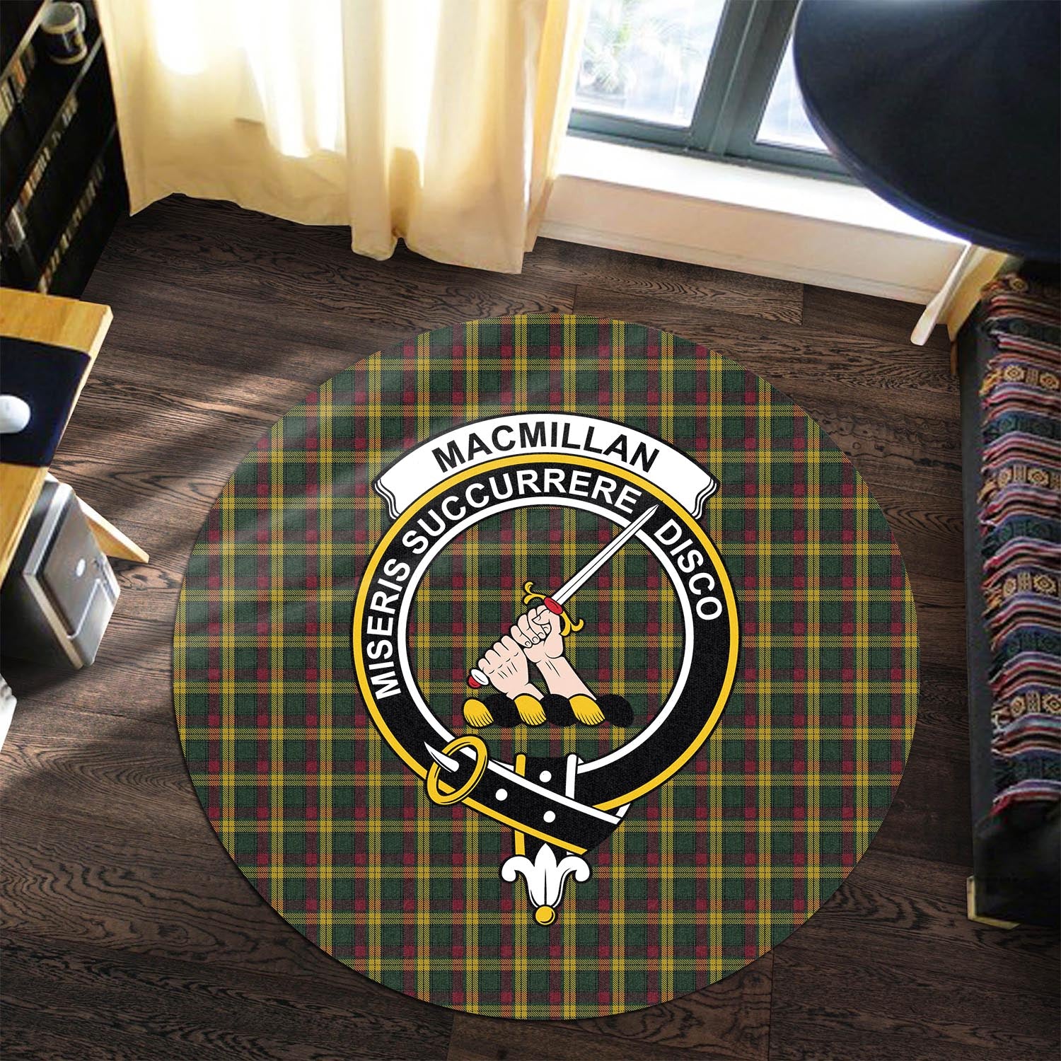 macmillan-ancient-tartan-round-rug-with-family-crest