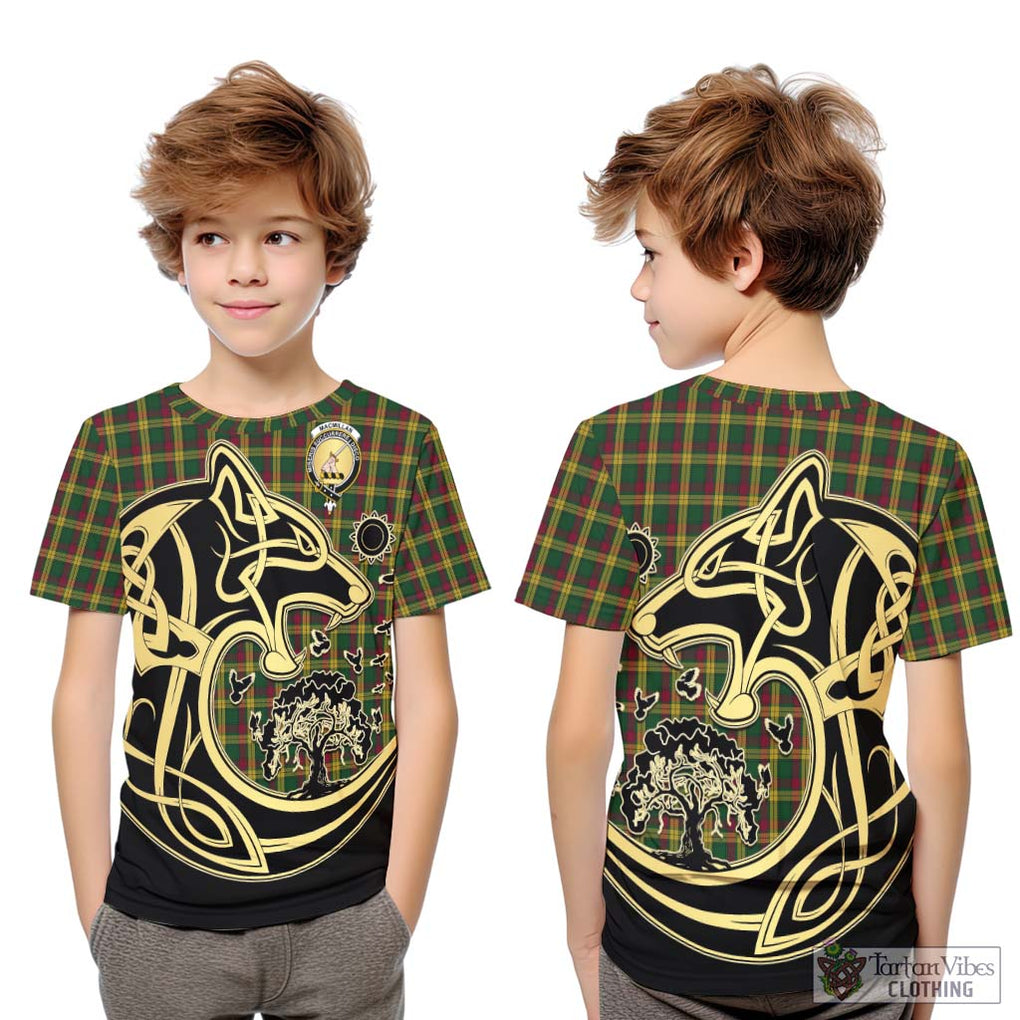 MacMillan (McMillan) Tartan Kid T-Shirt with Family Crest Celtic Wolf Style Youth XL Size14 - Tartan Vibes Clothing