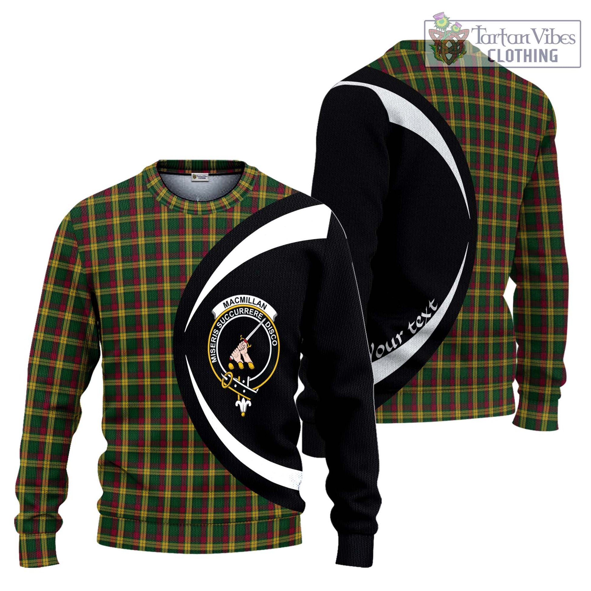 MacMillan (McMillan) Tartan Knitted Sweater with Family Crest Circle Style Unisex - Tartan Vibes Clothing