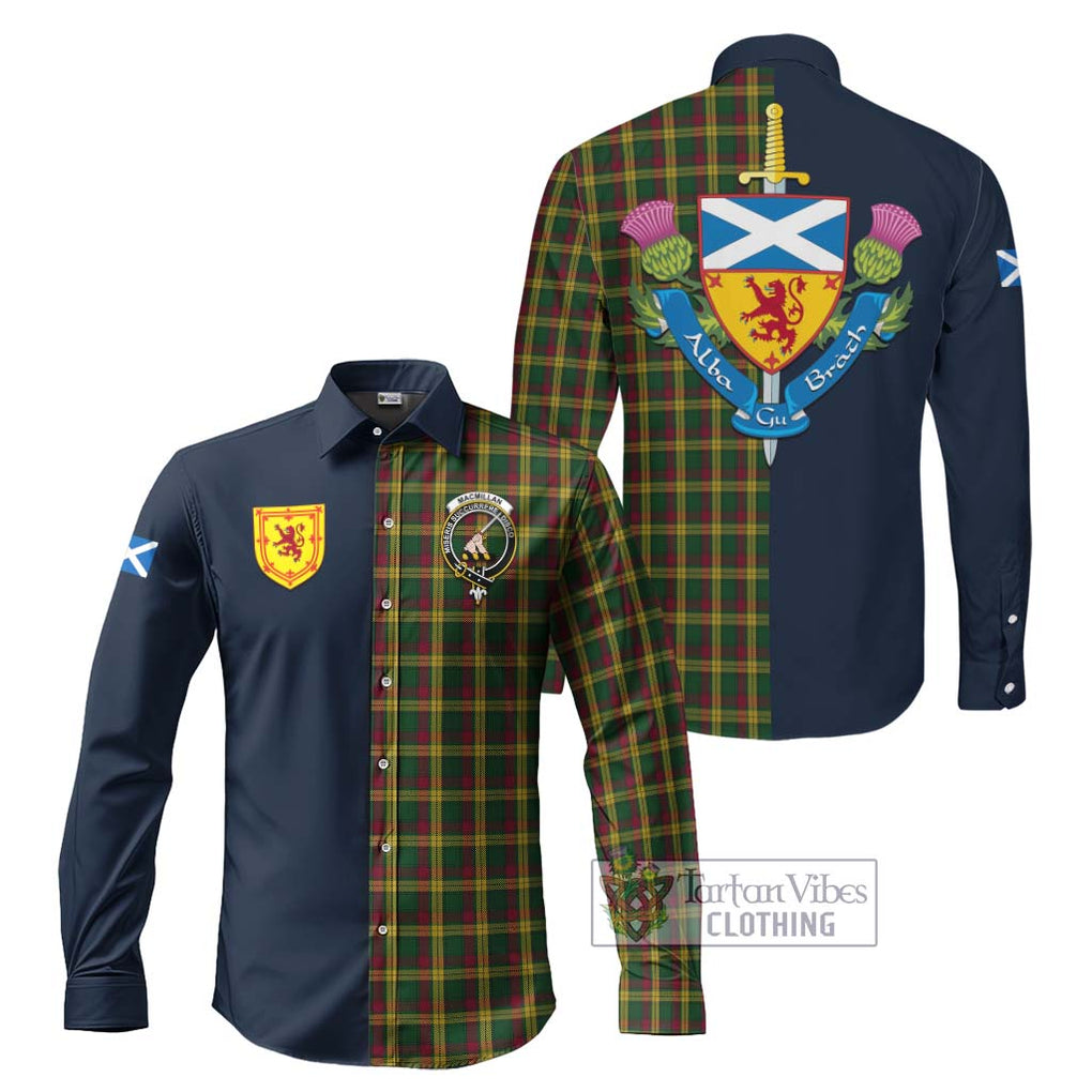 MacMillan (McMillan) Tartan Long Sleeve Button Shirt Alba with Scottish Lion Royal Arm Half Style Men's Shirt S - Tartan Vibes Clothing