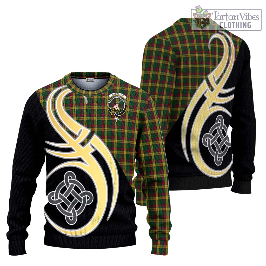 MacMillan (McMillan) Tartan Knitted Sweater with Family Crest and Celtic Symbol Style Unisex - Tartan Vibes Clothing