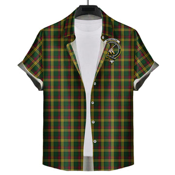 MacMillan Ancient Tartan Short Sleeve Button Down Shirt with Family Crest