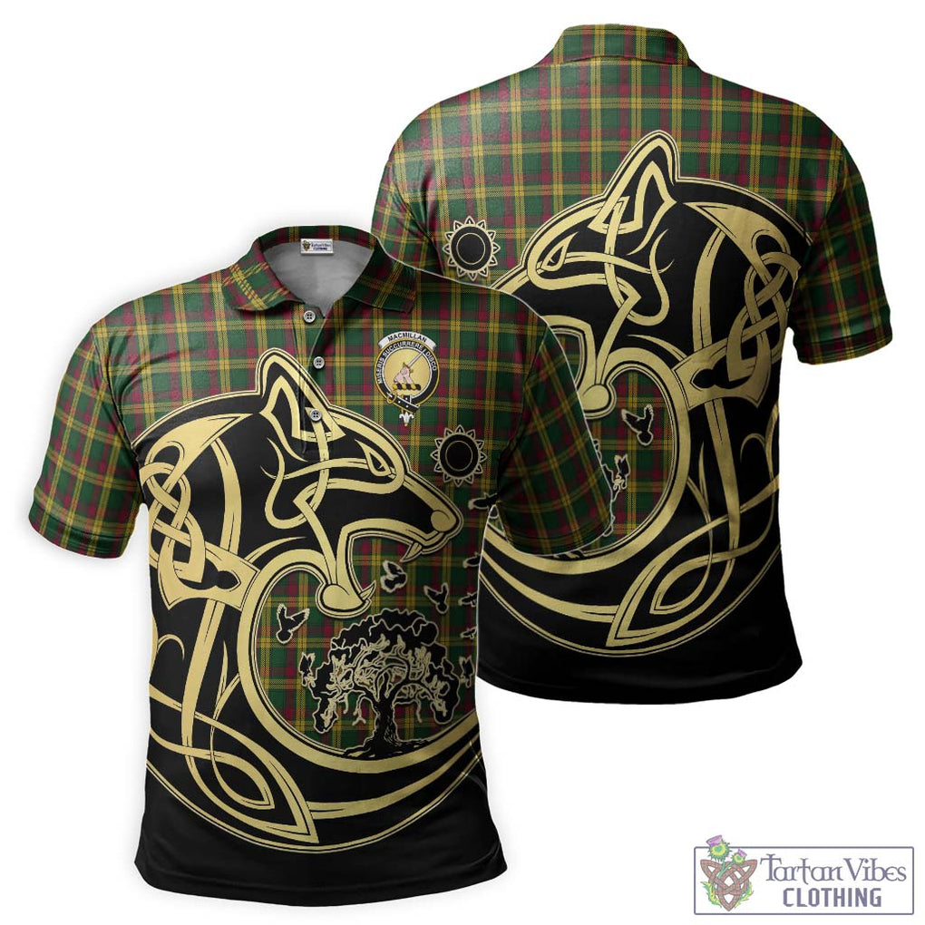 MacMillan (McMillan) Tartan Polo Shirt with Family Crest Celtic Wolf Style Kid - Tartanvibesclothing Shop