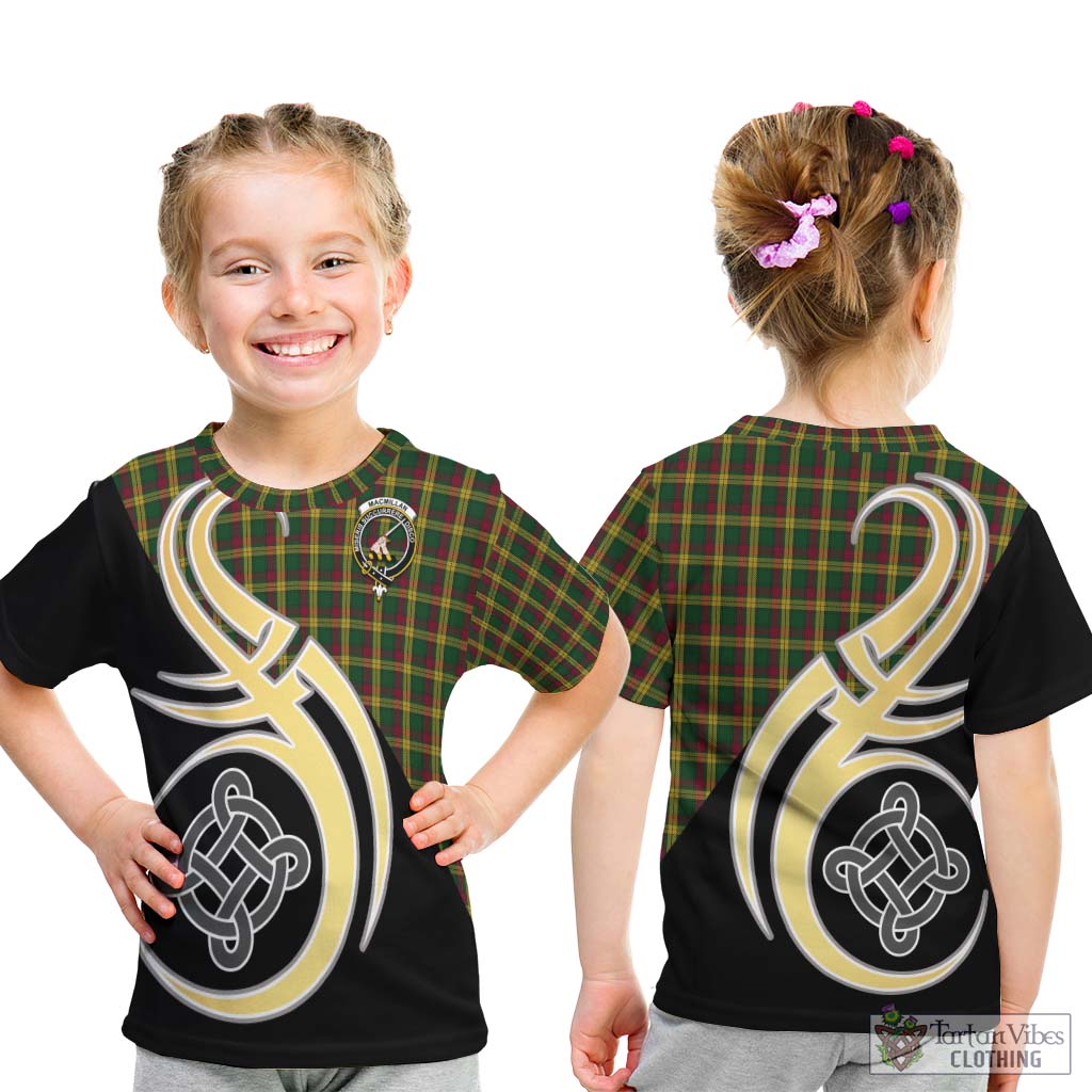 MacMillan (McMillan) Tartan Kid T-Shirt with Family Crest and Celtic Symbol Style - Tartan Vibes Clothing