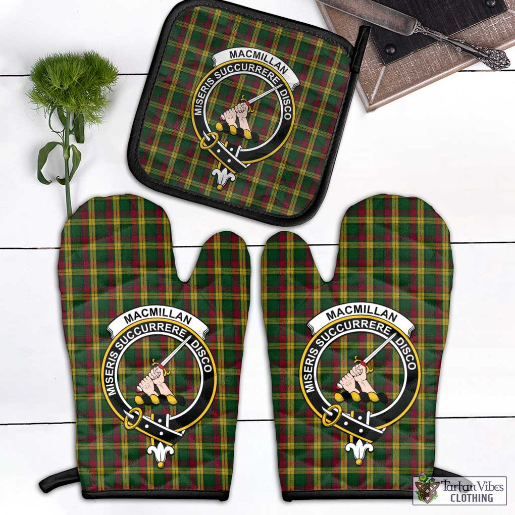 MacMillan (McMillan) Tartan Combo Oven Mitt & Pot-Holder with Family Crest Combo 1 Oven Mitt & 1 Pot-Holder Black - Tartan Vibes Clothing