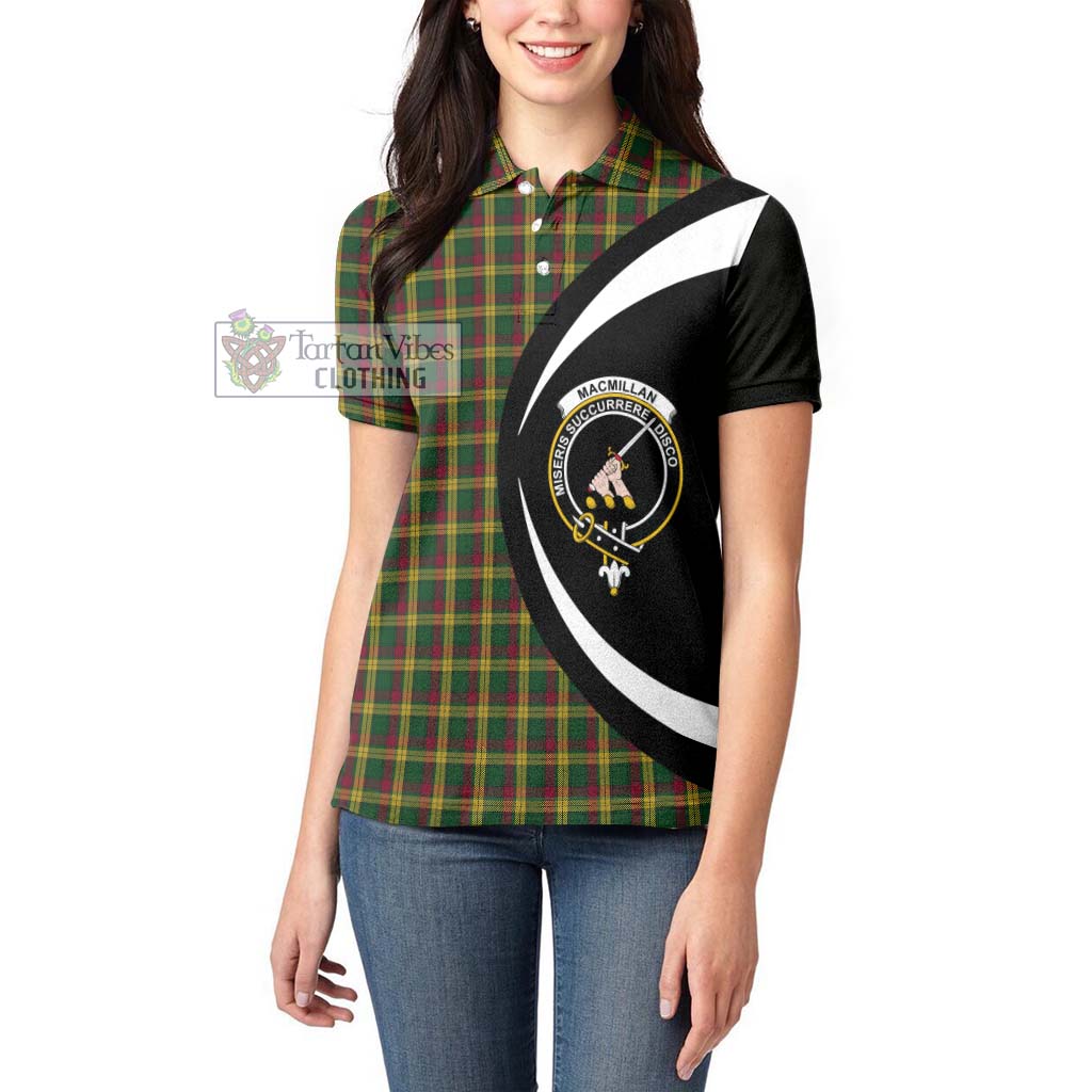 MacMillan (McMillan) Tartan Women's Polo Shirt with Family Crest Circle Style - Tartan Vibes Clothing