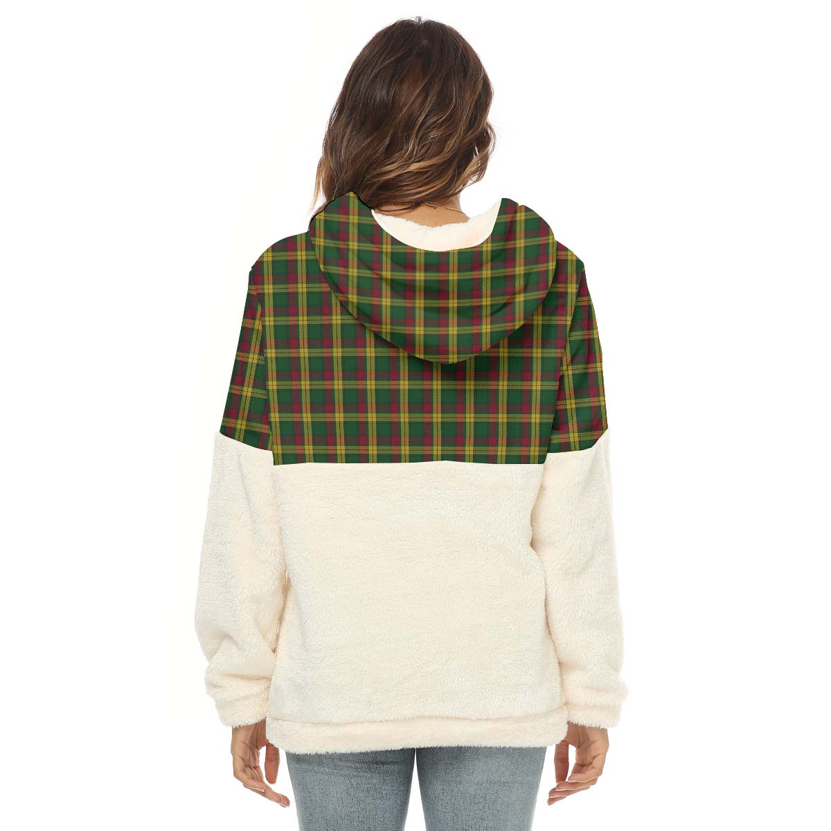 MacMillan (McMillan) Tartan Women's Borg Fleece Hoodie With Half Zip with Family Crest - Tartan Vibes Clothing