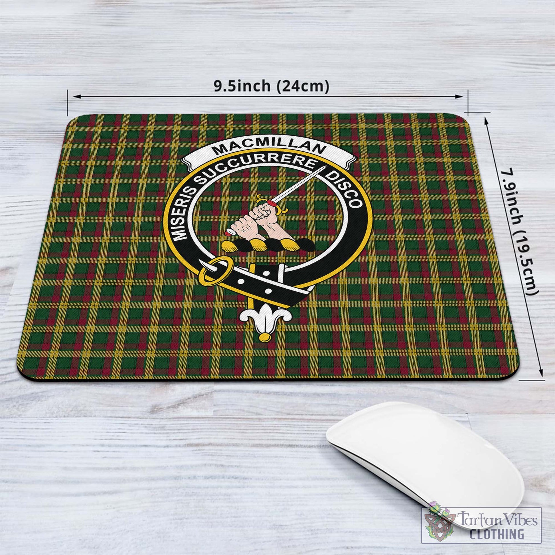 Tartan Vibes Clothing MacMillan Ancient Tartan Mouse Pad with Family Crest