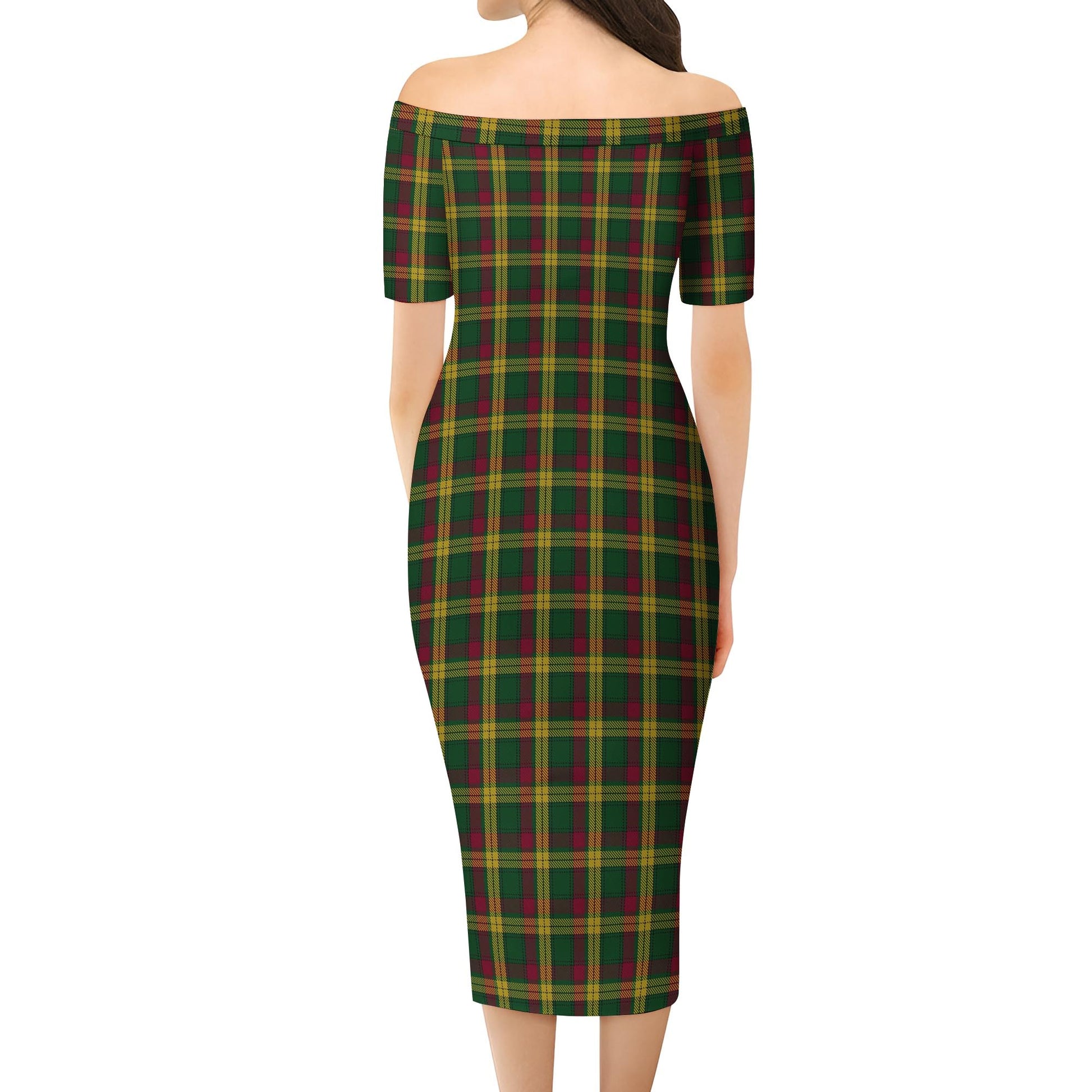 MacMillan Ancient Tartan Off Shoulder Lady Dress - Tartanvibesclothing