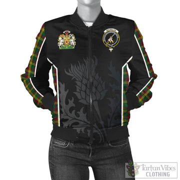 MacMillan Ancient Tartan Bomber Jacket with Family Crest and Scottish Thistle Vibes Sport Style