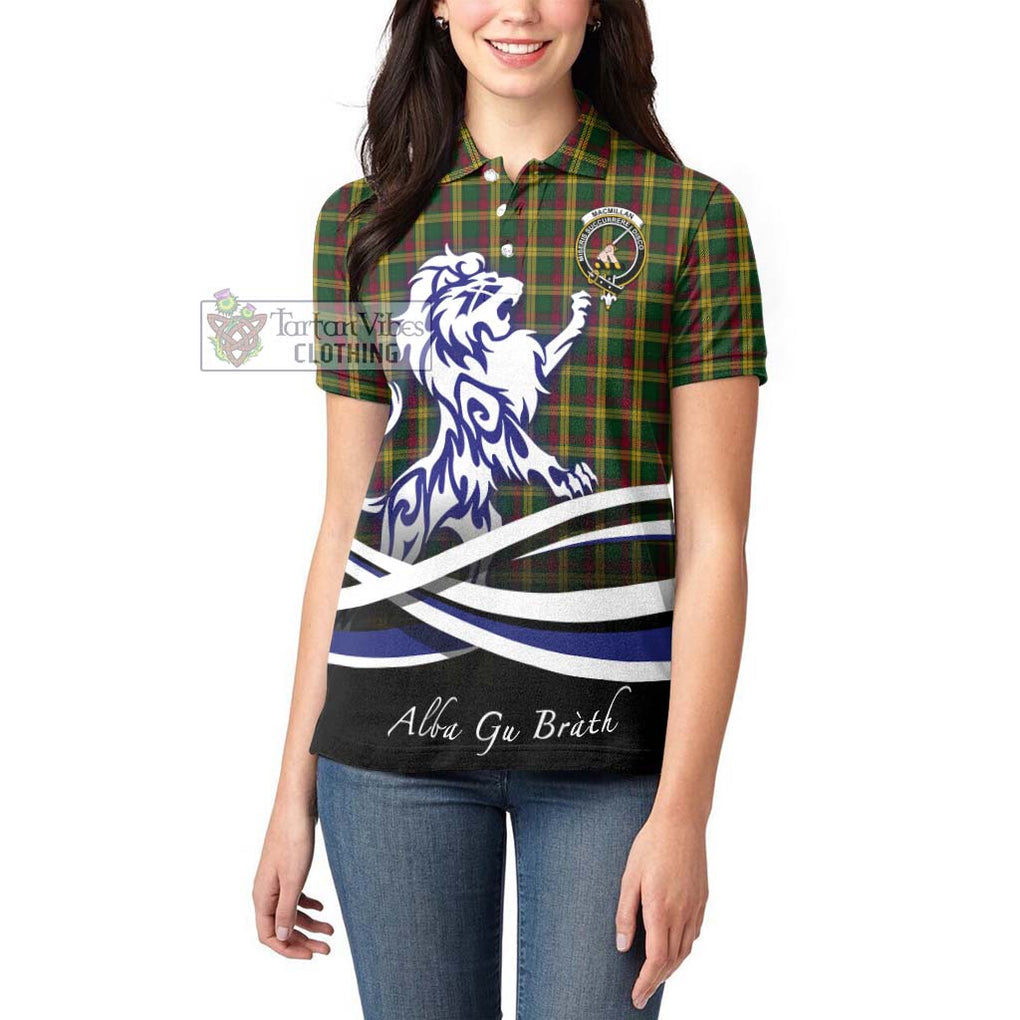 MacMillan (McMillan) Tartan Women's Polo Shirt with Alba Gu Brath Regal Lion Emblem - Tartanvibesclothing Shop
