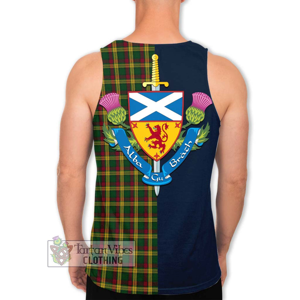Tartan Vibes Clothing MacMillan Ancient Tartan Men's Tank Top with Scottish Lion Royal Arm Half Style