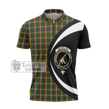 MacMillan (McMillan) Tartan Zipper Polo Shirt with Family Crest Circle Style