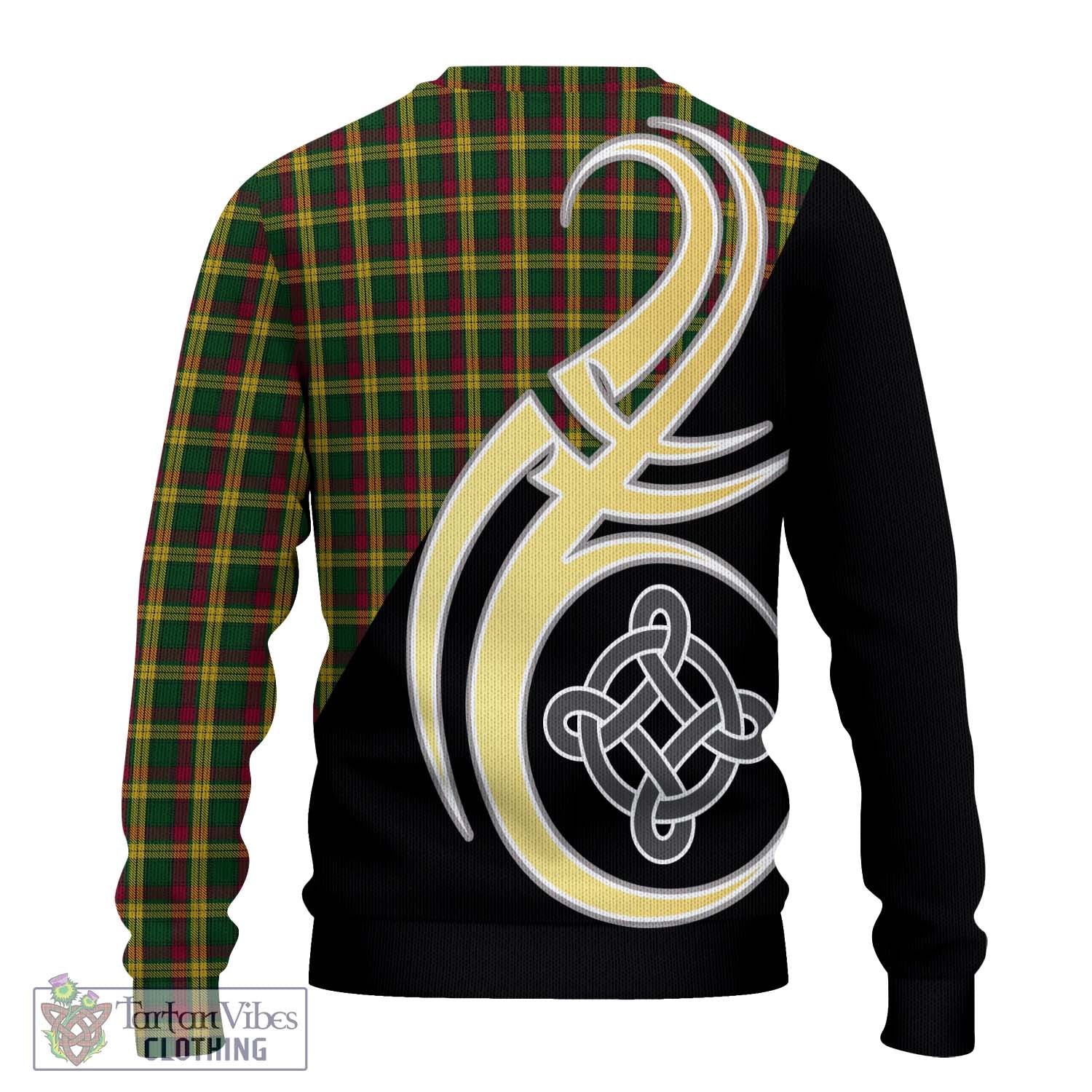 MacMillan (McMillan) Tartan Knitted Sweater with Family Crest and Celtic Symbol Style - Tartan Vibes Clothing
