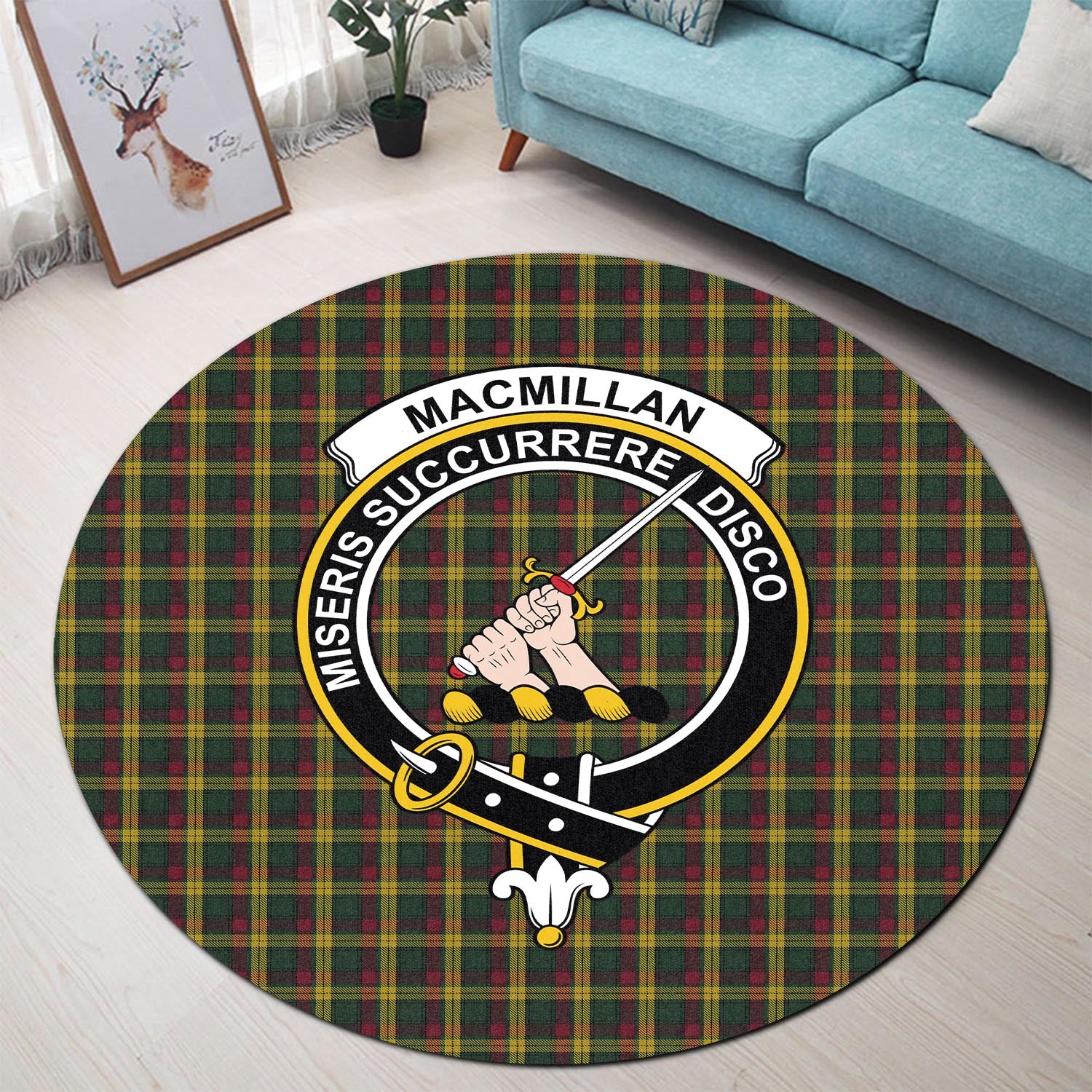 macmillan-ancient-tartan-round-rug-with-family-crest