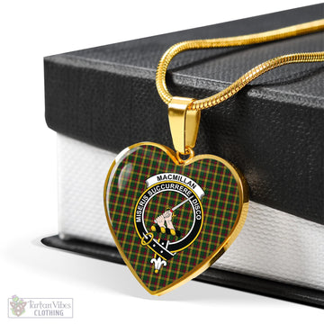 Tartan Vibes Clothing MacMillan Ancient Tartan Heart Necklace with Family Crest